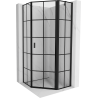 Mexen Mist Pentagonal Right Swing Shower Enclosure 90 x 90 cm, Black Grid, Black - 8A8-090-090-70-77-P