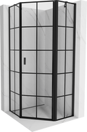 Mexen Mist Pentagonal Right Swing Shower Enclosure 90 x 90 cm, Black Grid, Black - 8A8-090-090-70-77-P