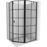 Mexen Mist pentagonal asymmetrical right-hinged shower enclosure 100 x 90 cm, black grid, black - 8A8-100-090-70-77-P