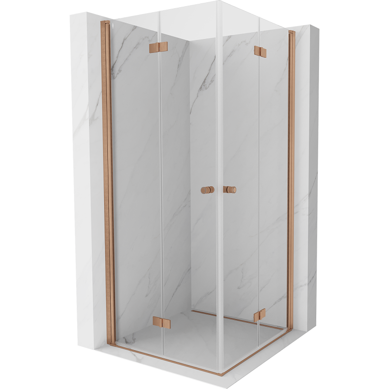 Mexen Mist-F Duo 95 x 95 cm Folding Shower Enclosure, Transparent, Brushed Copper - 8A6-095L-095P-65-00