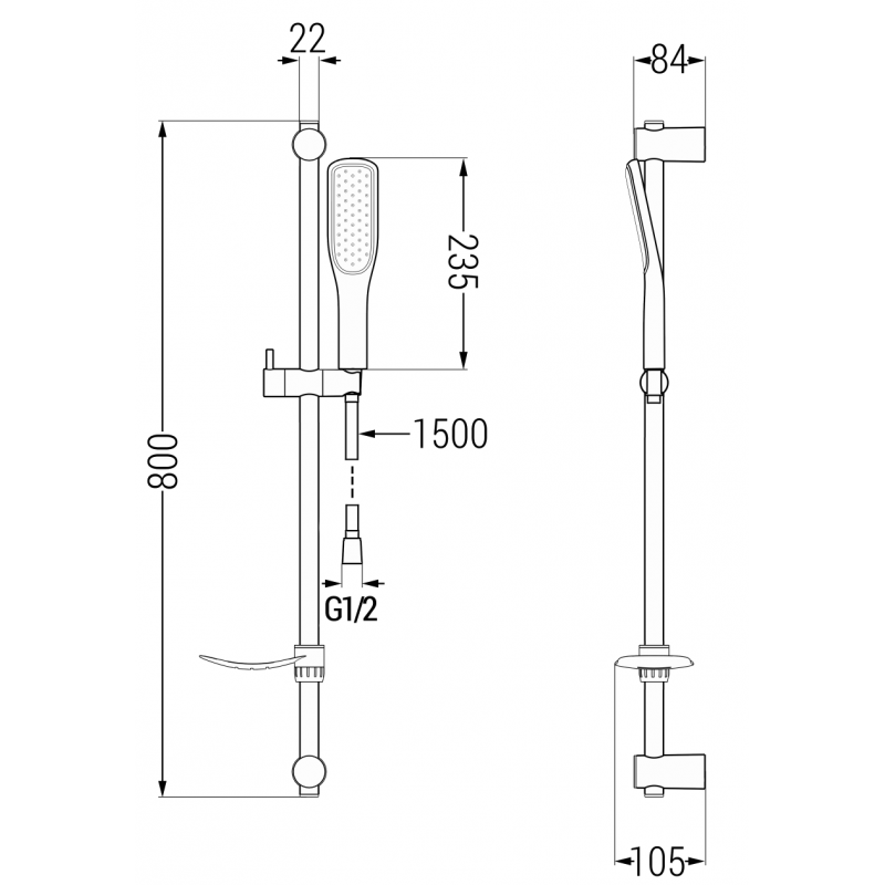 Mexen DF49 sliding shower set, black - 785494582-75