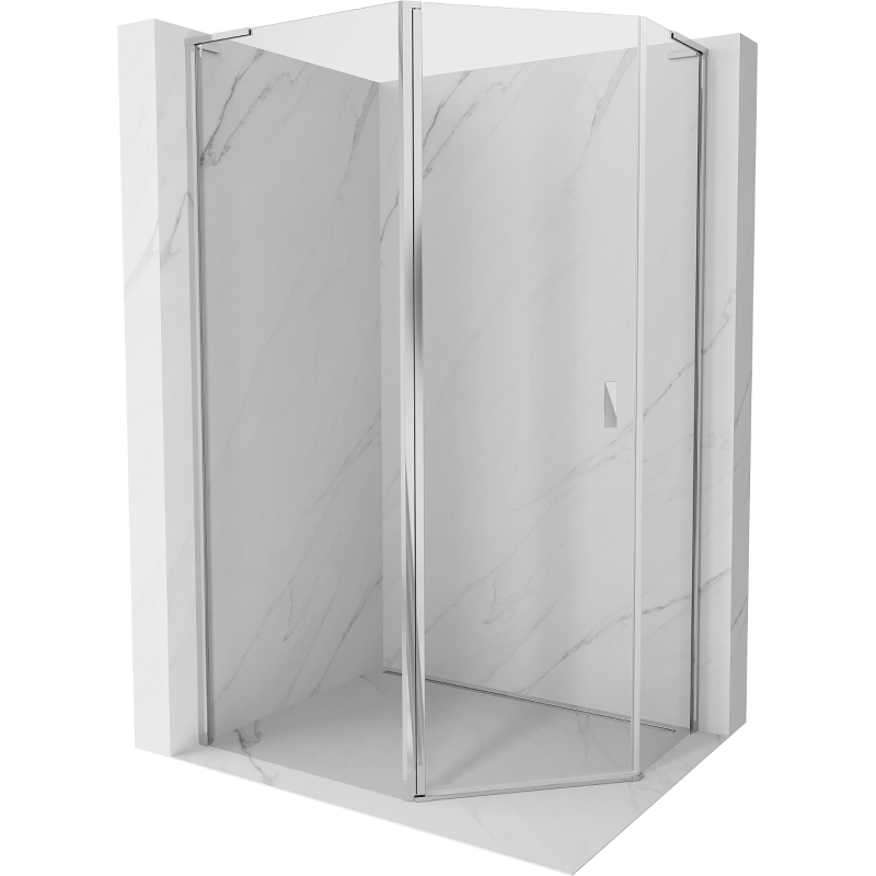 Mexen Mist L pentagonal asymmetrical hinged shower enclosure 90 x 80 cm, transparent, chrome - 8A8L-090-080-01-00