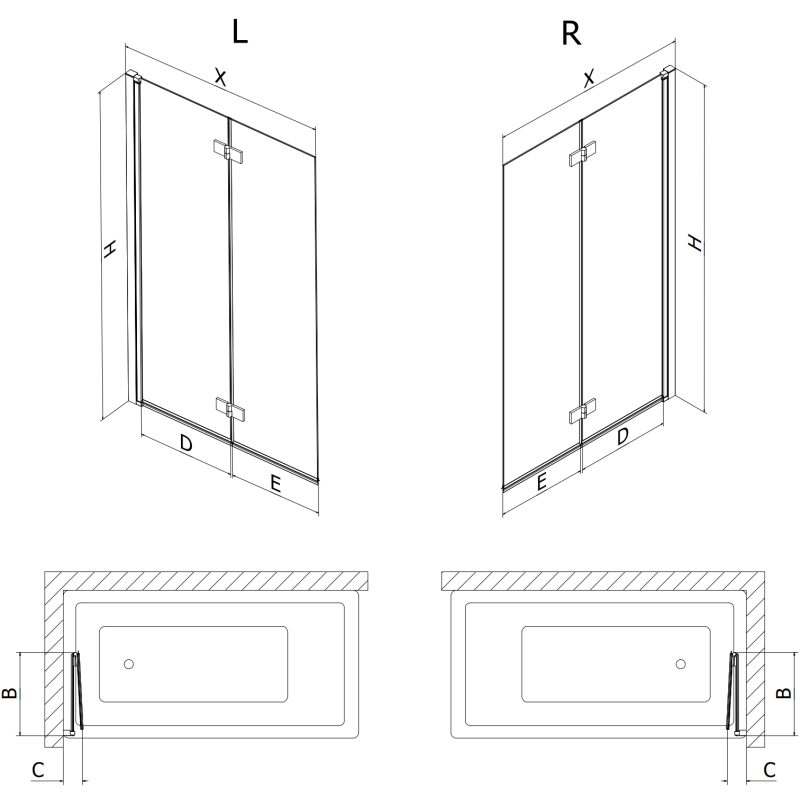 Mexen Mist 2-panel shower screen right 80 x 150 cm, transparent, chrome - 8A9-080-002-01-00-P