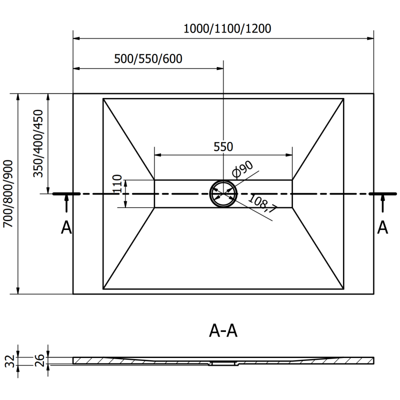 Mexen Toro rectangular shower tray SMC 100 x 80 cm, black - 43708010