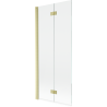 Mexen Mist shower partition 2-wing left 80 x 150 cm, transparent, brushed gold - 8A9-080-002-55-00-L