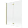 Mexen Mist shower screen 2-wing left 140 x 150 cm, transparent, brushed gold - 8A9-140-002-55-00-L
