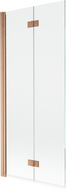 Mexen Mist 2-Panel Shower Screen Left 80 x 150 cm, Transparent, Brushed Copper - 8A9-080-002-65-00-L
