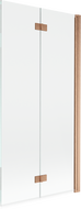 Mexen Mist shower screen 2-wing right 90 x 150 cm, transparent, brushed copper - 8A9-090-002-65-00-P