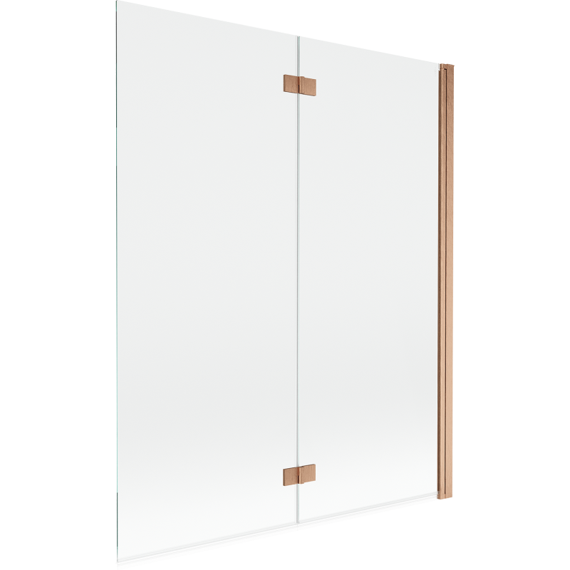 Mexen Mist 2-panel folding shower screen right 140 x 150 cm, transparent, brushed copper - 8A9-140-002-65-00-P