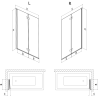 Mexen Mist 2-panel right bath screen 80 x 150 cm, black frame, black - 8A9-080-002-70-70-P