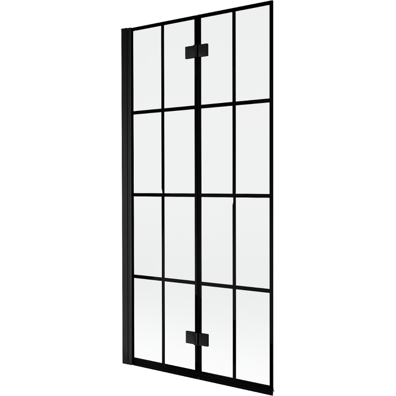 Mexen Mist 2-panel left shower screen 90 x 150 cm, black grid, black - 8A9-090-002-70-77-L