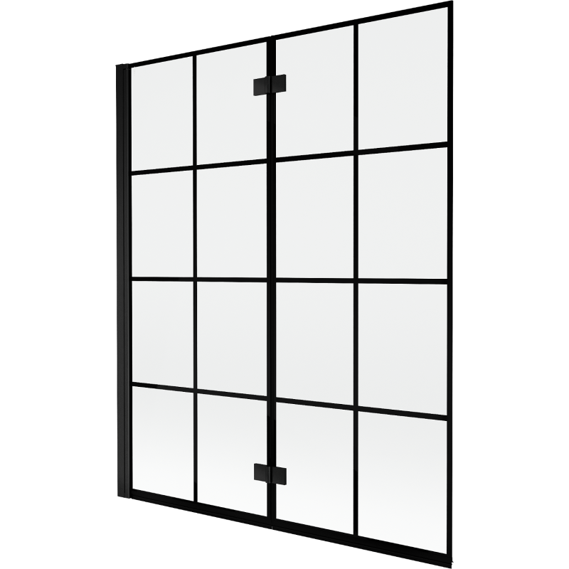 Mexen Mist 2-panel folding shower screen left 140 x 150 cm, black grid, black - 8A9-140-002-70-77-L