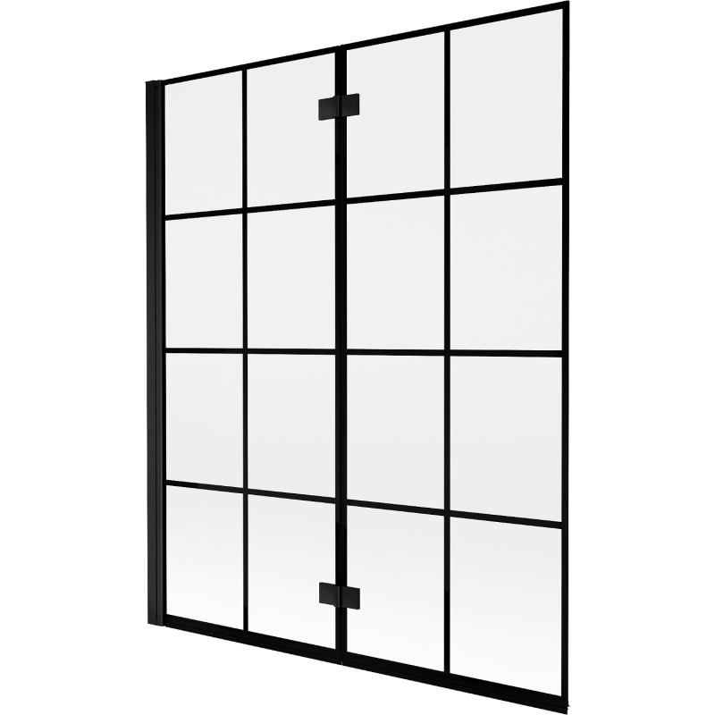Mexen Mist 2-panel Left Shower Screen 140 x 150 cm, Black Grid, Black - 8A9-140-002-70-77-L