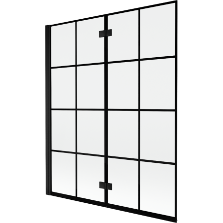 Mexen Mist 2-panel folding shower screen left 140 x 150 cm, black grid, black - 8A9-140-002-70-77-L