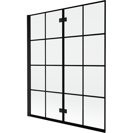 Mexen Mist 2-panel Left Shower Screen 140 x 150 cm, Black Grid, Black - 8A9-140-002-70-77-L