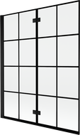 Mexen Mist 2-panel Left Shower Screen 140 x 150 cm, Black Grid, Black - 8A9-140-002-70-77-L