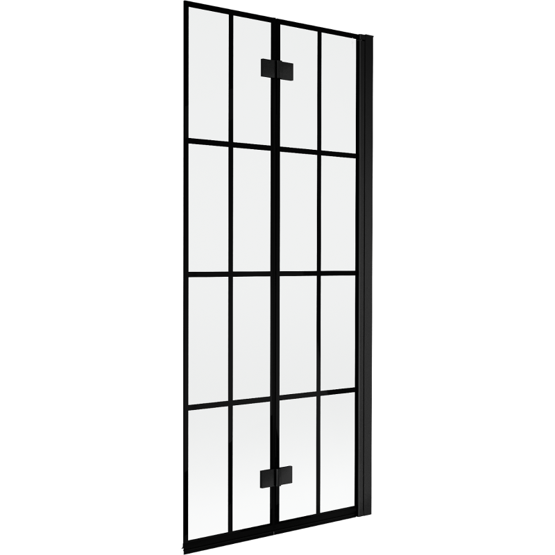 Mexen Mist 2-Panel Right Shower Screen 80 x 150 cm, Black Grid, Black - 8A9-080-002-70-77-P