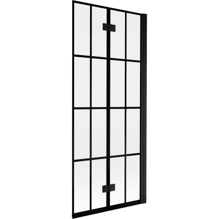 Mexen Mist 2-Panel Right Shower Screen 80 x 150 cm, Black Grid, Black - 8A9-080-002-70-77-P