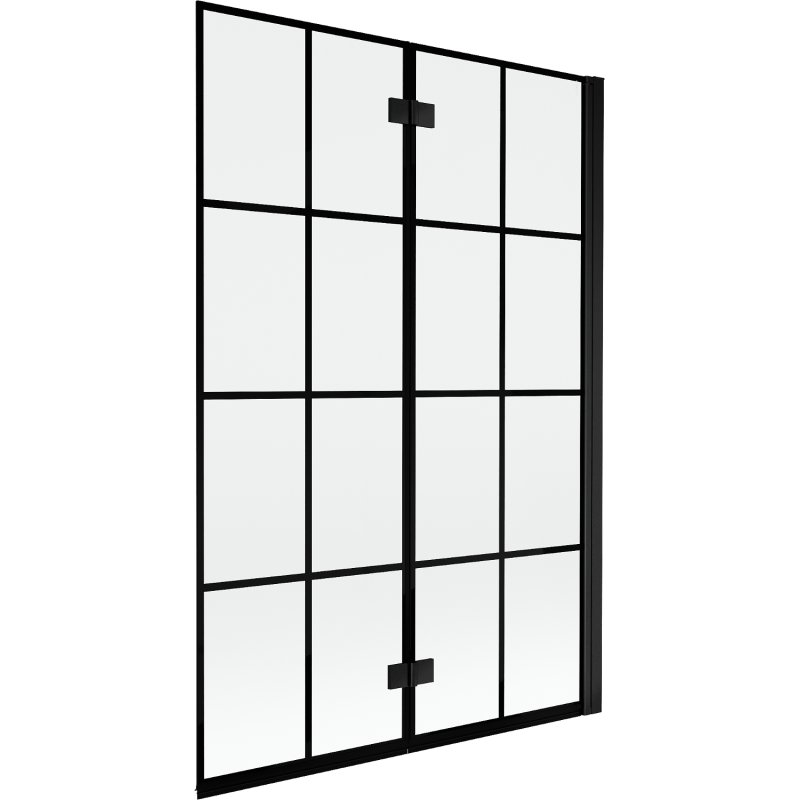Mexen Mist 2-wing Right Shower Screen 120 x 150 cm, Black Grid, Black - 8A9-120-002-70-77-P