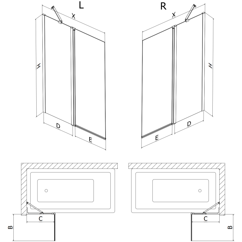 Mexen Mist 2-panel right shower screen 110 x 150 cm, black frame, black - 8A9-110-011-70-70-P