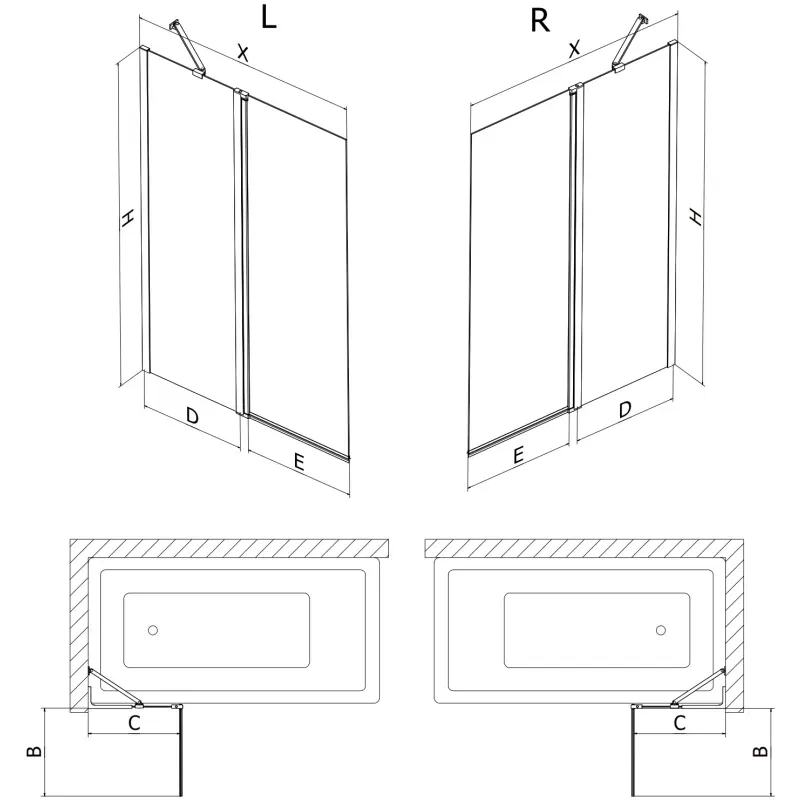 Mexen Mist shower screen 2-wing left 100 x 150 cm, black grid, black - 8A9-100-011-70-77-L