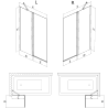 Mexen Mist 2-Wing Shower Screen Right 100 x 150 cm, Black Grid, Black - 8A9-100-011-70-77-P