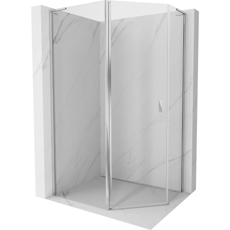 Mexen Mist L pentagonal asymmetrical hinged shower enclosure 100 x 80 cm, transparent, chrome - 8A8L-100-080-01-00