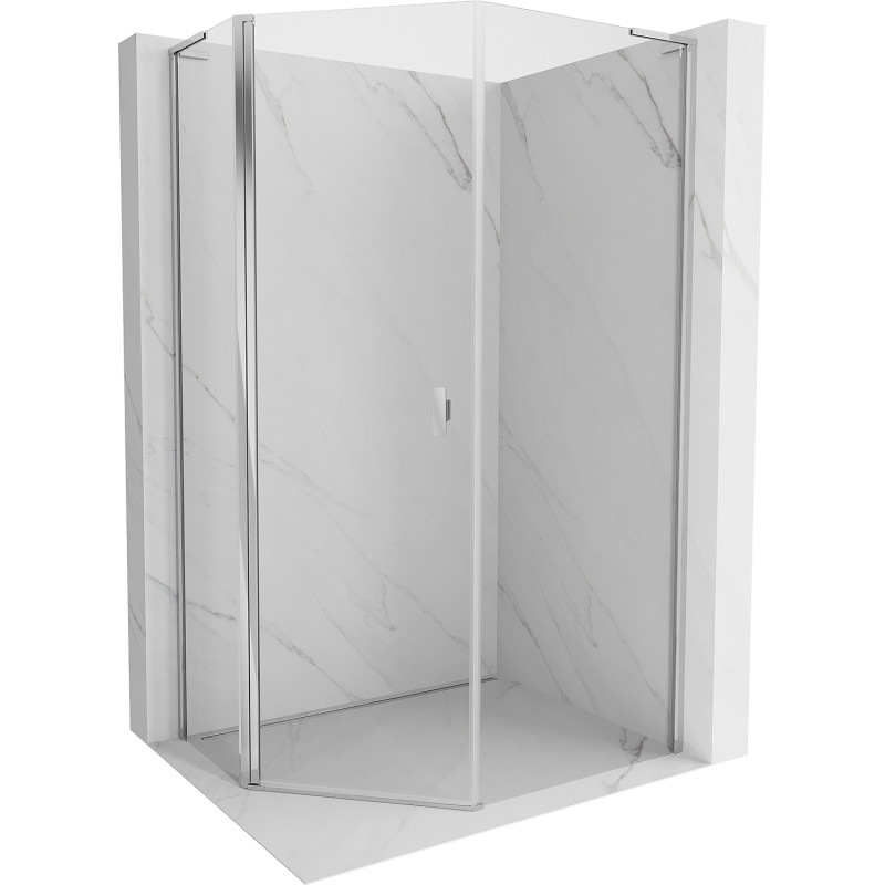 Mexen Mist L asymmetrical pentagon shower cabin hinged 80 x 90 cm, transparent, chrome - 8A8L-080-090-01-00
