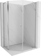 Mexen Mist L asymmetrical pentagon shower cabin hinged 80 x 90 cm, transparent, chrome - 8A8L-080-090-01-00