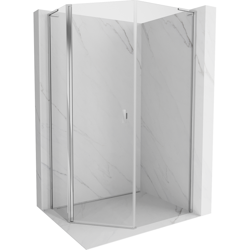 Mexen Mist L Asymmetric Pentagonal Shower Enclosure with Hinged Door 80 x 100 cm, Transparent, Chrome - 8A8L-080-100-01-00