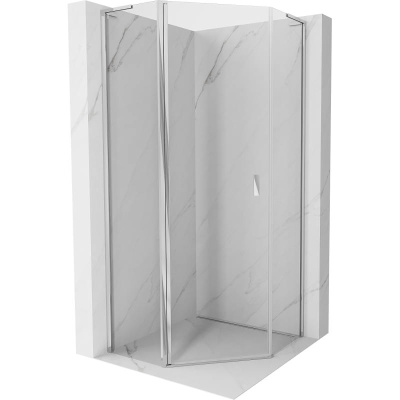 Mexen Mist L Pentagonal Shower Enclosure Hinged 100 x 100 cm, Transparent, Chrome - 8A8L-100-100-01-00