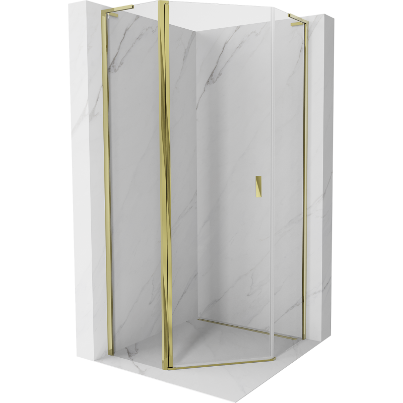 Mexen Mist L pentagonal shower enclosure hinged 80 x 80 cm, transparent, gold - 8A8L-080-080-50-00