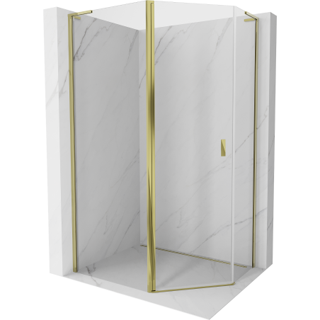 Mexen Mist L asymmetrical hinged pentagonal shower enclosure 90 x 80 cm, transparent, gold - 8A8L-090-080-50-00