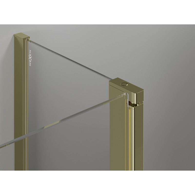Mexen Mist L asymmetrical pentagonal shower enclosure with hinged door 80 x 90 cm, transparent, gold - 8A8L-080-090-50-00