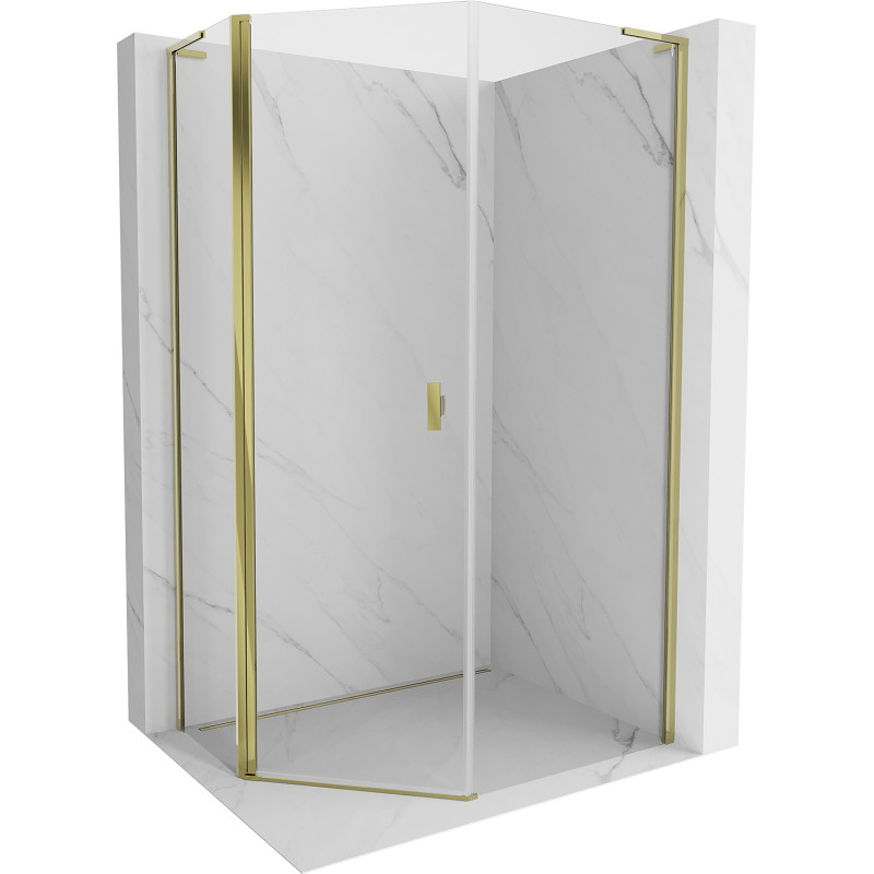 Mexen Mist L asymmetrical pentagonal shower enclosure with hinged door 80 x 90 cm, transparent, gold - 8A8L-080-090-50-00