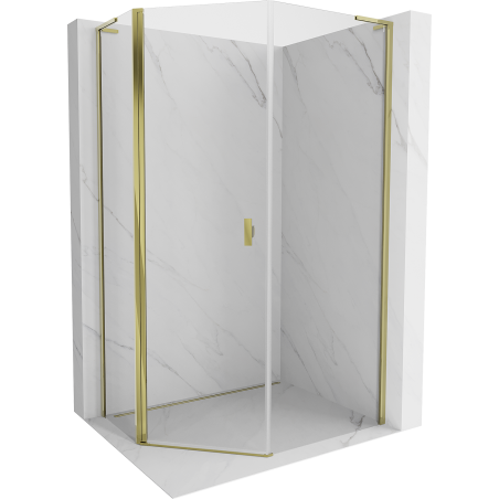 Mexen Mist L asymmetrical pentagonal shower enclosure with hinged door 80 x 90 cm, transparent, gold - 8A8L-080-090-50-00