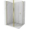 Mexen Mist L asymmetrical pentagonal shower cabin with hinged doors, 100 x 90 cm, transparent, gold - 8A8L-100-090-50-00