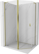 Mexen Mist L asymmetrical pentagonal shower cabin with hinged doors, 100 x 90 cm, transparent, gold - 8A8L-100-090-50-00