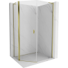Mexen Mist L asymmetric pentagonal shower enclosure with hinged doors 90 x 100 cm, transparent, gold - 8A8L-090-100-50-00