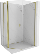 Mexen Mist L asymmetric pentagonal shower enclosure with hinged doors 90 x 100 cm, transparent, gold - 8A8L-090-100-50-00