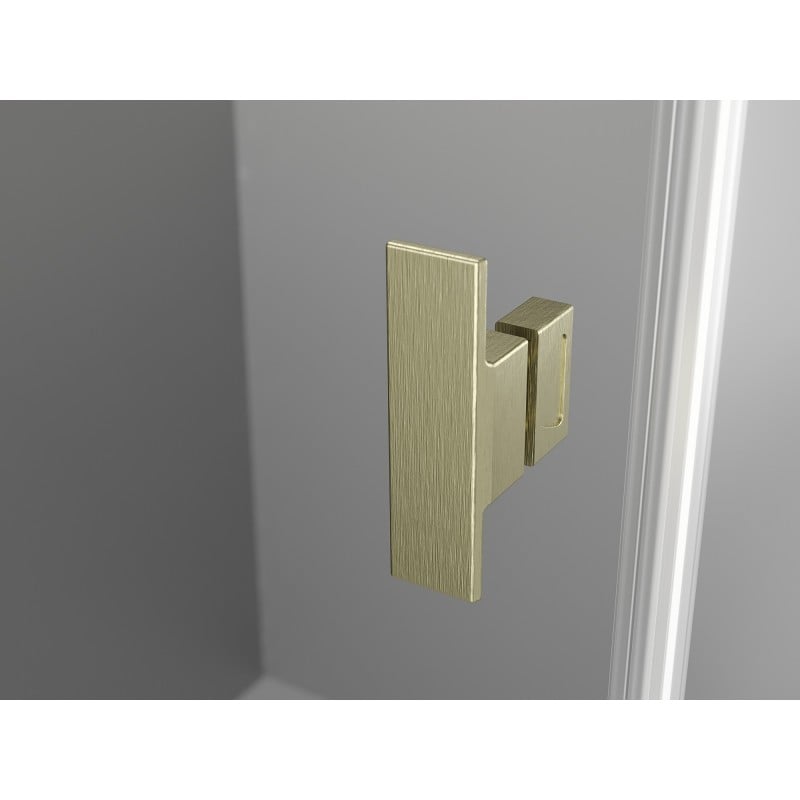 Mexen Mist L pentagonal asymmetrical pivot shower enclosure 100x80 cm, transparent, brushed gold - 8A8L-100-080-55-00