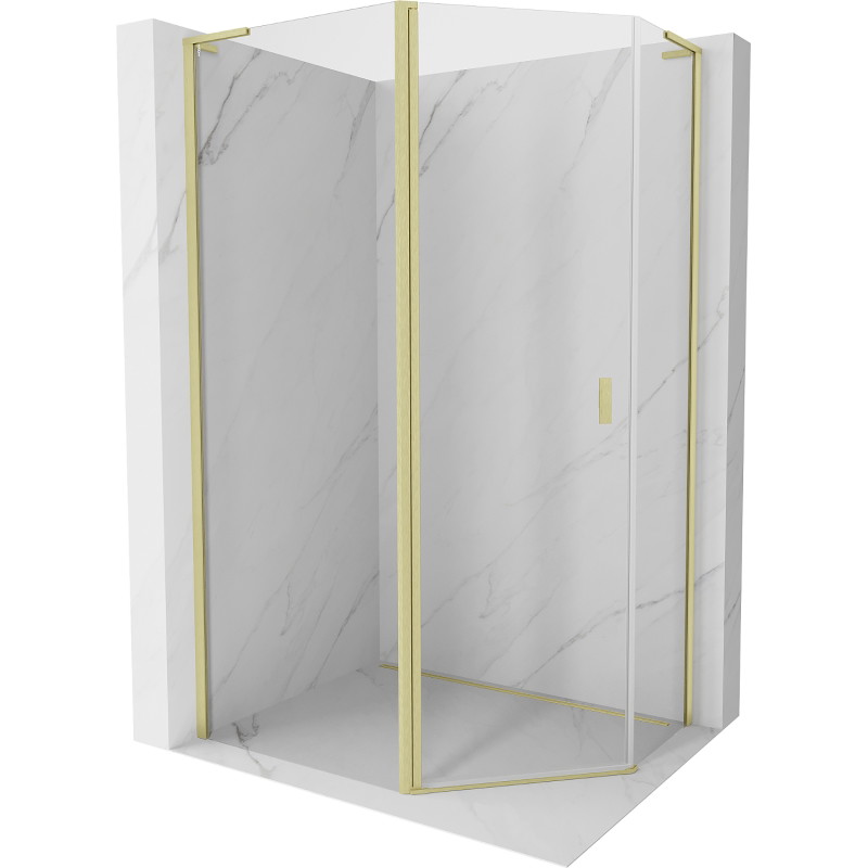 Mexen Mist L asymmetrical pentagonal shower cabin with hinge 100x80 cm, transparent, brushed gold - 8A8L-100-080-55-00