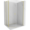 Mexen Mist L Pentagonal Asymmetric Hinged Shower Enclosure 80x90 cm, Transparent, Brushed Gold - 8A8L-080-090-55-00