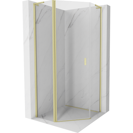 Mexen Mist L pentagonal shower enclosure, hinged, 90 x 90 cm, transparent, brushed gold - 8A8L-090-090-55-00