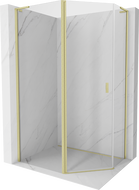 Mexen Mist L asymmetrical pentagonal shower enclosure with pivot door 100x90 cm, transparent, brushed gold - 8A8L-100-090-55-00