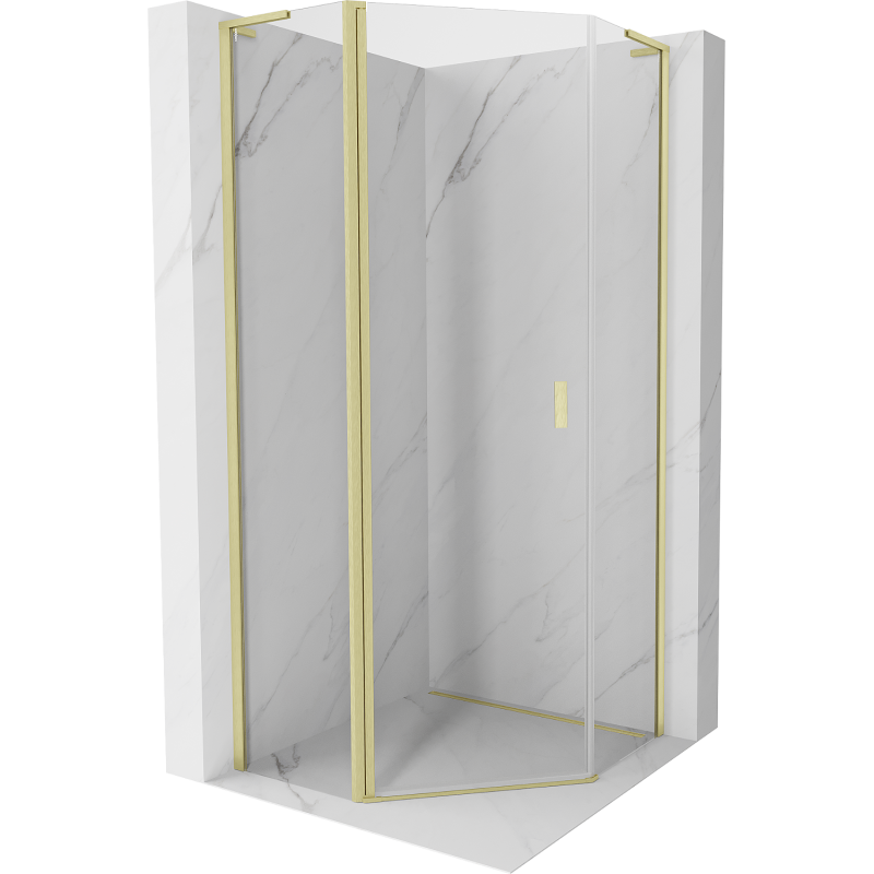 Mexen Mist L pentagonal hinged shower enclosure 100 x 100 cm, transparent, brushed gold - 8A8L-100-100-55-00