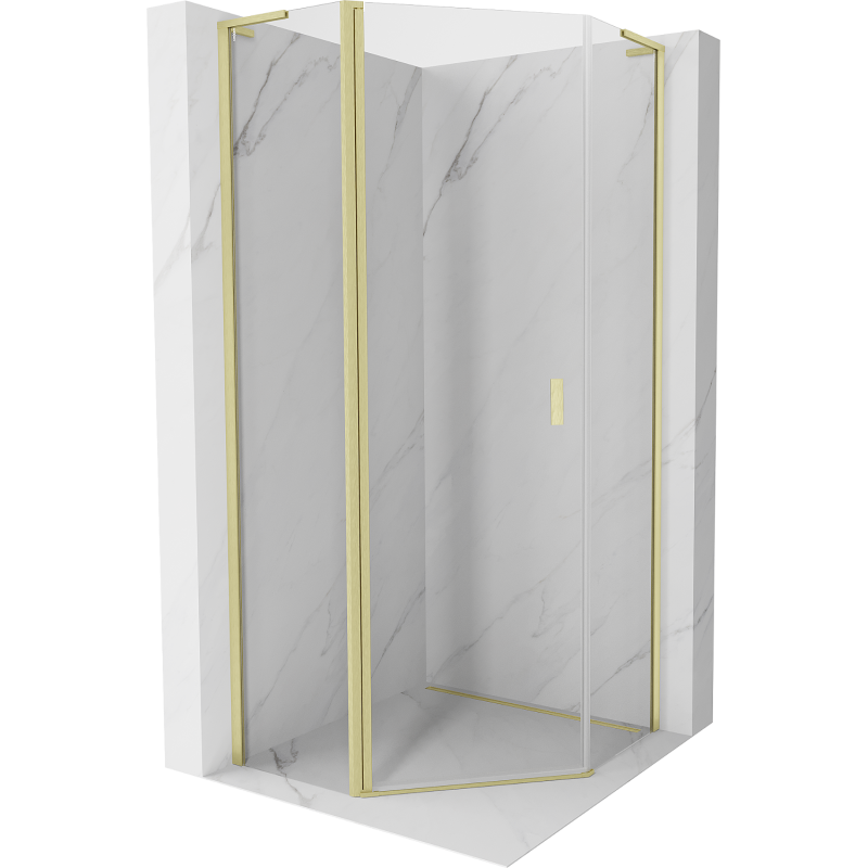 Mexen Mist L pentagonal shower enclosure hinged 100 x 100 cm, transparent, brushed gold - 8A8L-100-100-55-00