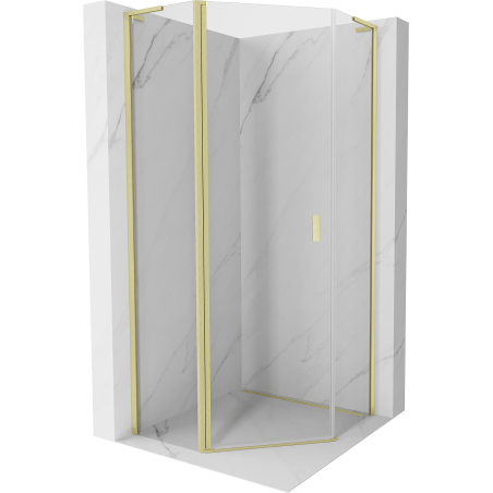 Mexen Mist L pentagonal shower enclosure hinged 100 x 100 cm, transparent, brushed gold - 8A8L-100-100-55-00