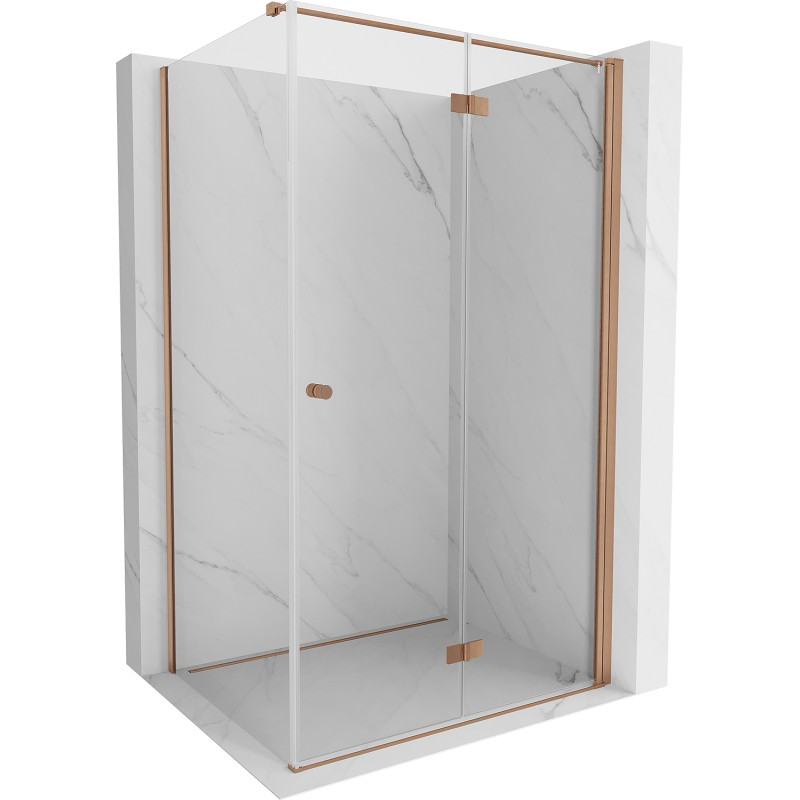 Mexen Mist-F right folding shower cabin 120 x 110 cm, transparent, brushed copper - 8A6T-120-110-65-00-P - 8A6T-120-120-65-00-P