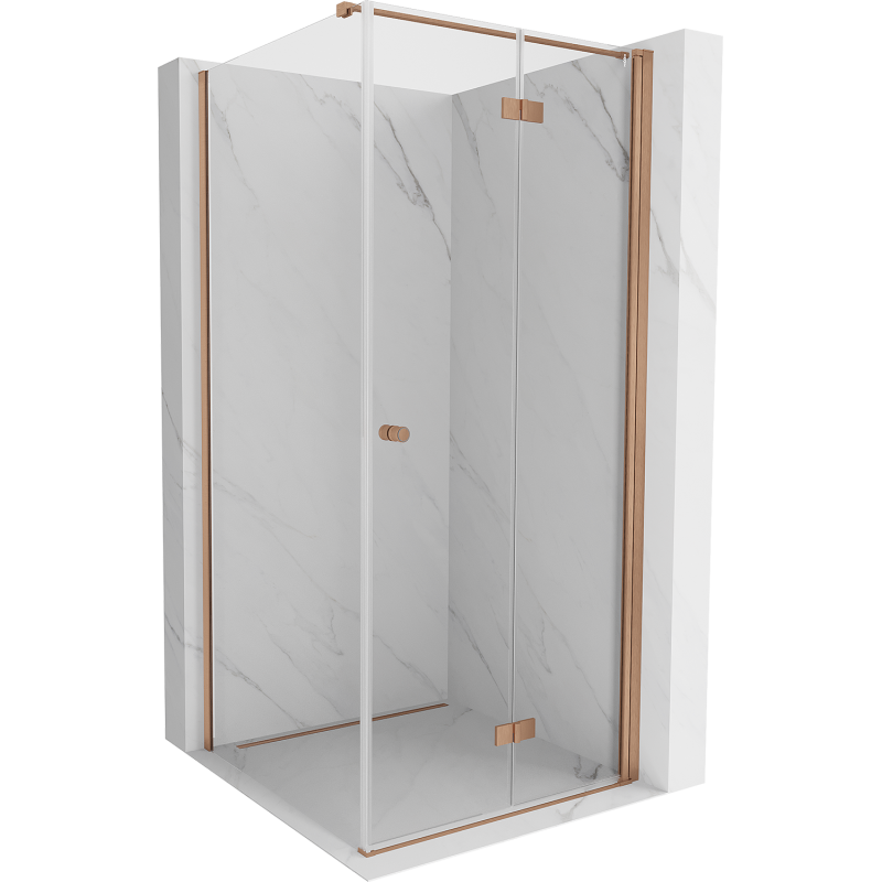 Mexen Mist-F folding shower enclosure right 120 x 120 cm, transparent, brushed copper - 8A6T-120-120-65-00-P
